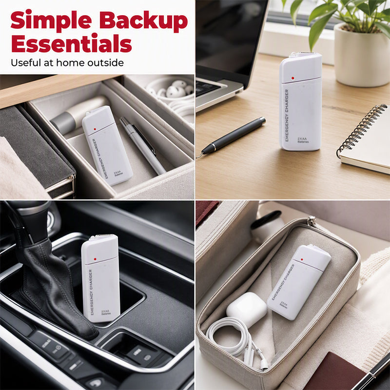 Chargeur portable d'urgence pour téléphone, batterie externe alimentée par piles AA avec lampe torche LED