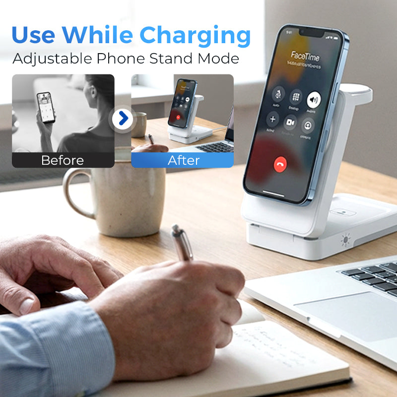 Support de charge magnétique pliable 3-en-1 pour vos appareils quotidiens
