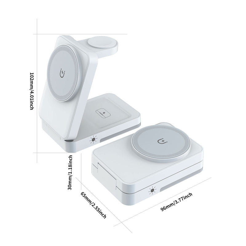 Support de charge magnétique pliable 3-en-1 pour vos appareils quotidiens