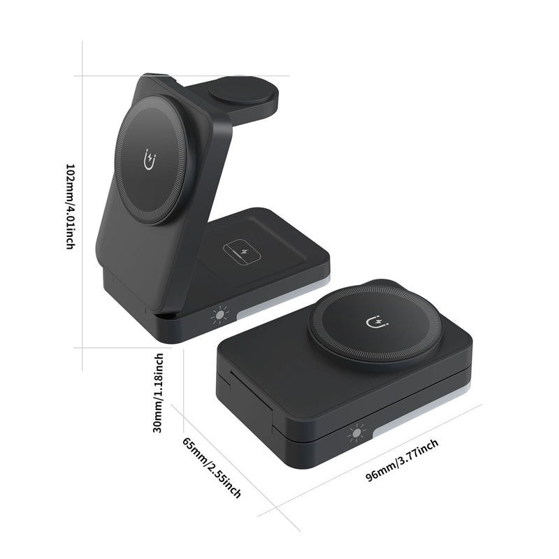 Support de charge magnétique pliable 3-en-1 pour vos appareils quotidiens