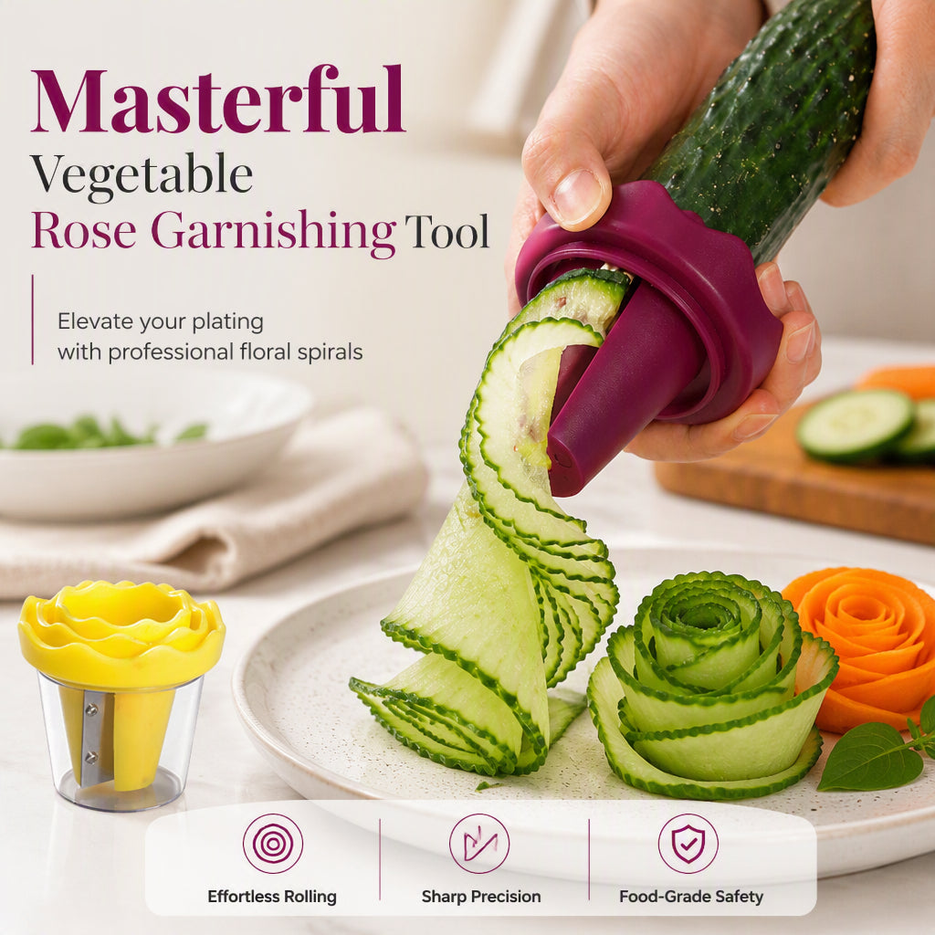 Spiralizer and manual vegetable cutter to make roses Transform your carrots into restaurant-worthy roses in 60 seconds