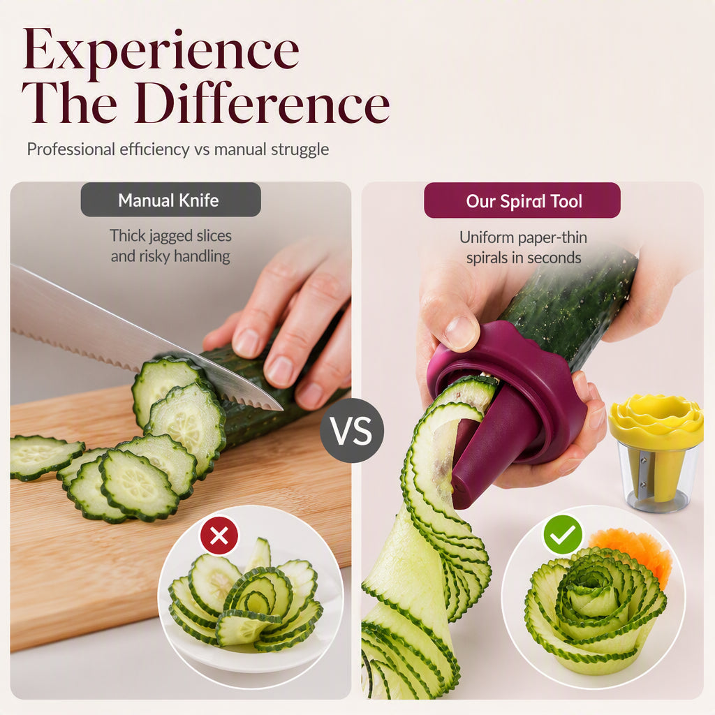 Spiralizer and manual vegetable cutter to make roses Transform your carrots into restaurant-worthy roses in 60 seconds