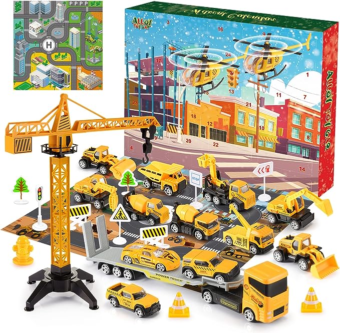 DE RÉDUCTION CALENDRIER DE L'AVENT GARÇON - 24 Jours de Chantier Miniature, Véhicules Allié avec Outils Réalistes