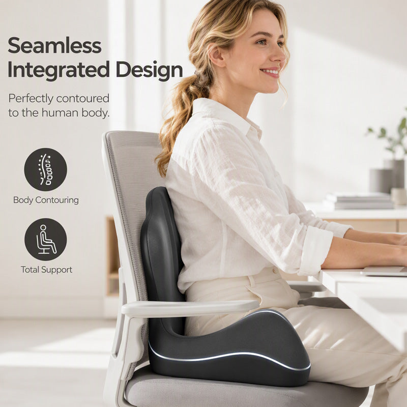 Ergonomic memory foam seat cushion with lumbar support Optimal all-day comfort, ideal for office, car and home