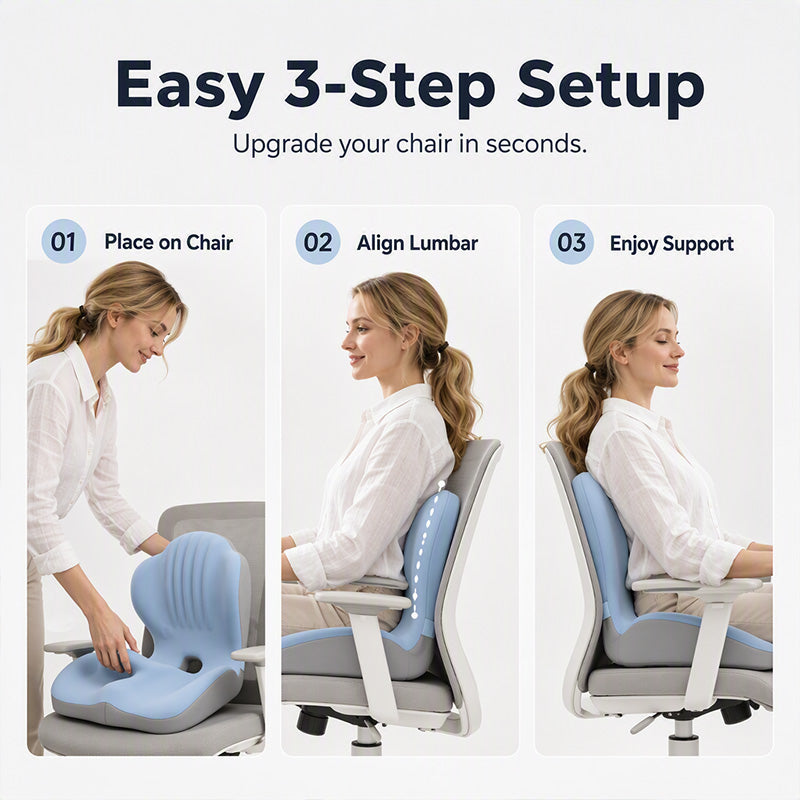 Ergonomic memory foam seat cushion with lumbar support Optimal all-day comfort, ideal for office, car and home