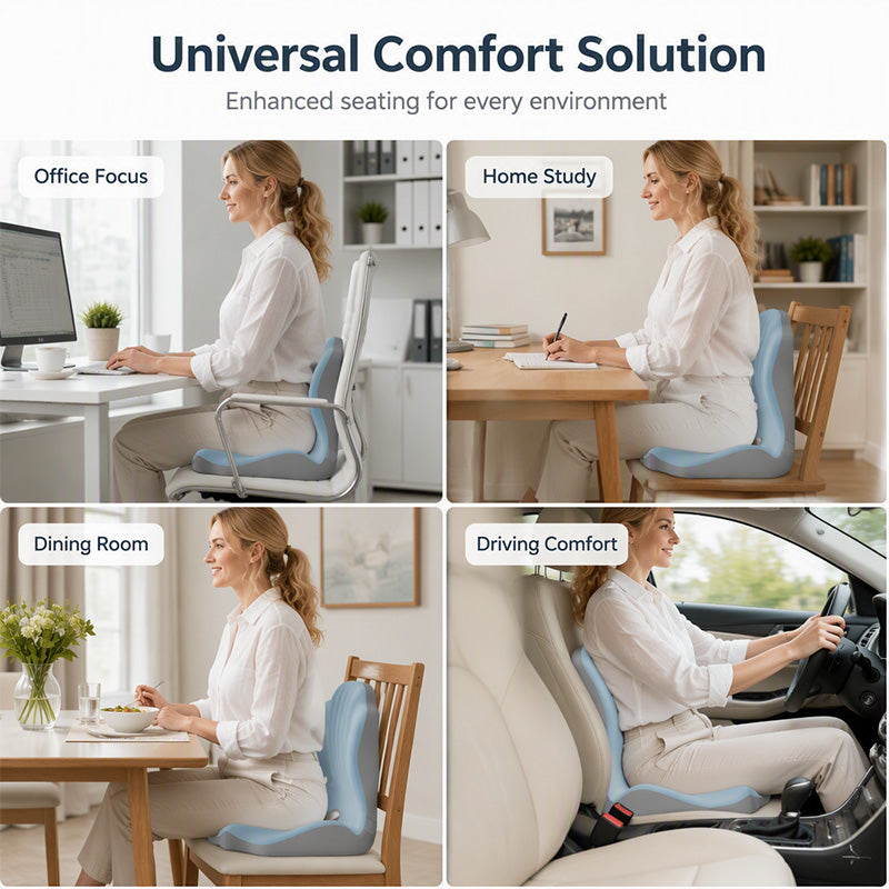 Ergonomic memory foam seat cushion with lumbar support Optimal all-day comfort, ideal for office, car and home
