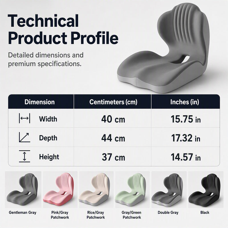Ergonomic memory foam seat cushion with lumbar support Optimal all-day comfort, ideal for office, car and home