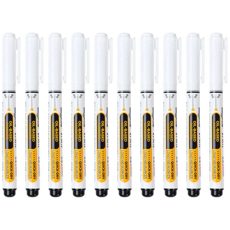 Marqueur industriel pointe extra-longue 20 mm, encre huile indélébile sans bouchon, multi-surfaces atelier