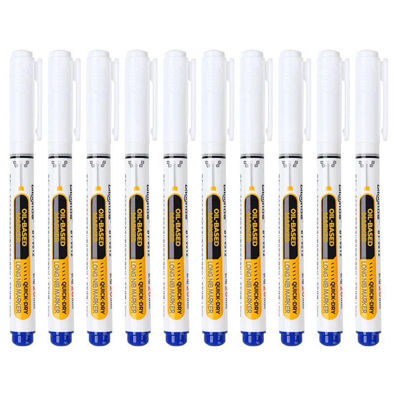 Marqueur industriel pointe extra-longue 20 mm, encre huile indélébile sans bouchon, multi-surfaces atelier
