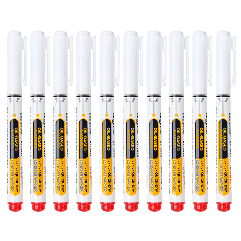 Marqueur industriel pointe extra-longue 20 mm, encre huile indélébile sans bouchon, multi-surfaces atelier