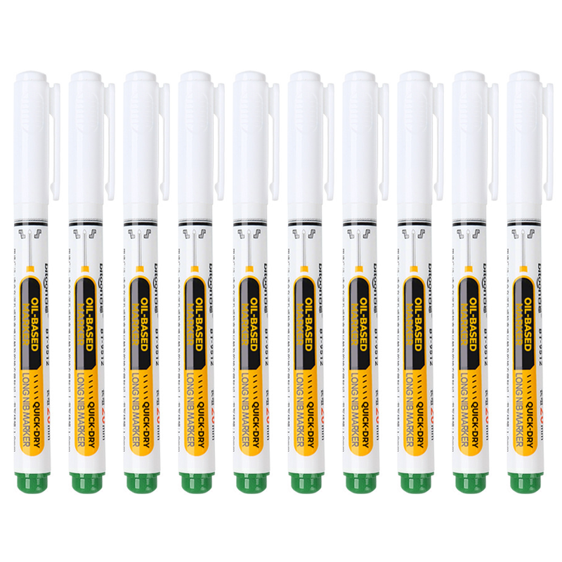 Marqueur industriel pointe extra-longue 20 mm, encre huile indélébile sans bouchon, multi-surfaces atelier