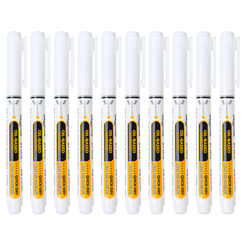 Marqueur industriel pointe extra-longue 20 mm, encre huile indélébile sans bouchon, multi-surfaces atelier