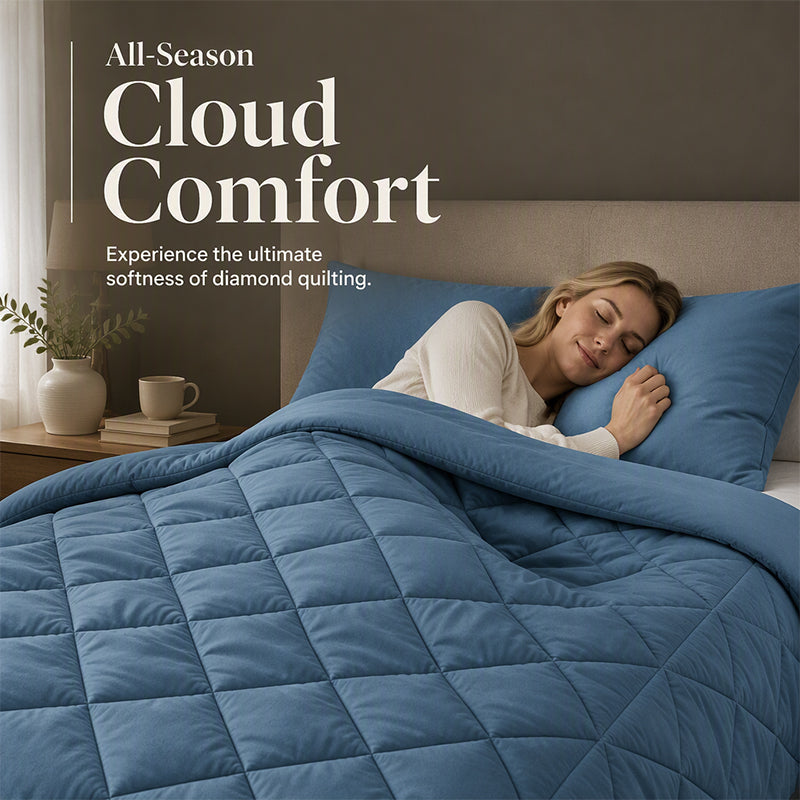 DE RÉDUCTION Parure de Couette Matelassée 3 Pièces avec Taies d'Oreiller
