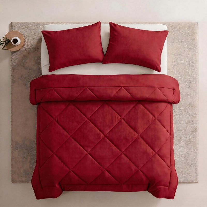 DE RÉDUCTION Parure de Couette Matelassée 3 Pièces avec Taies d'Oreiller