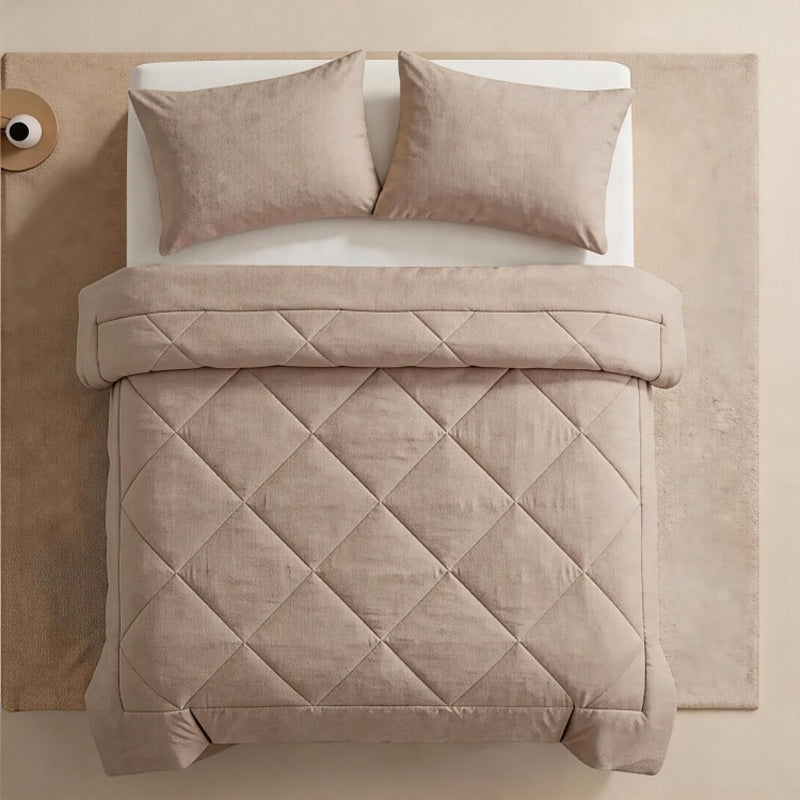 DE RÉDUCTION Parure de Couette Matelassée 3 Pièces avec Taies d'Oreiller