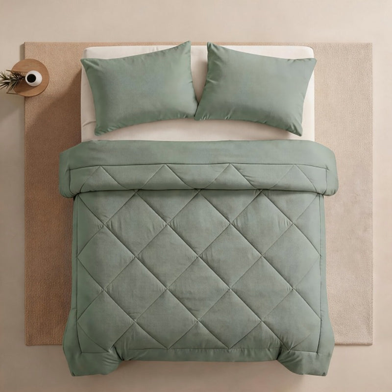 DE RÉDUCTION Parure de Couette Matelassée 3 Pièces avec Taies d'Oreiller