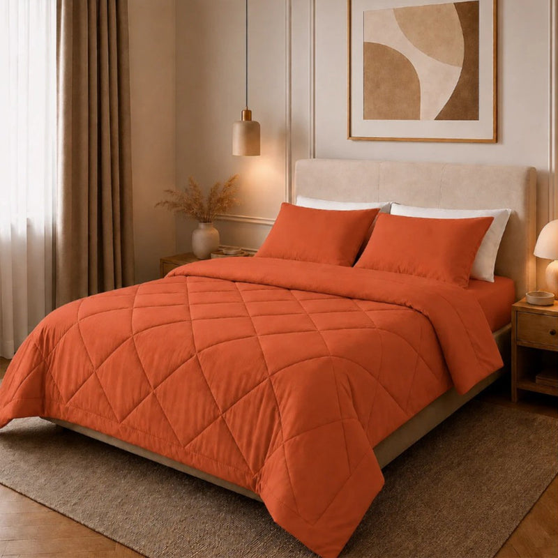 DE RÉDUCTION Parure de Couette Matelassée 3 Pièces avec Taies d'Oreiller