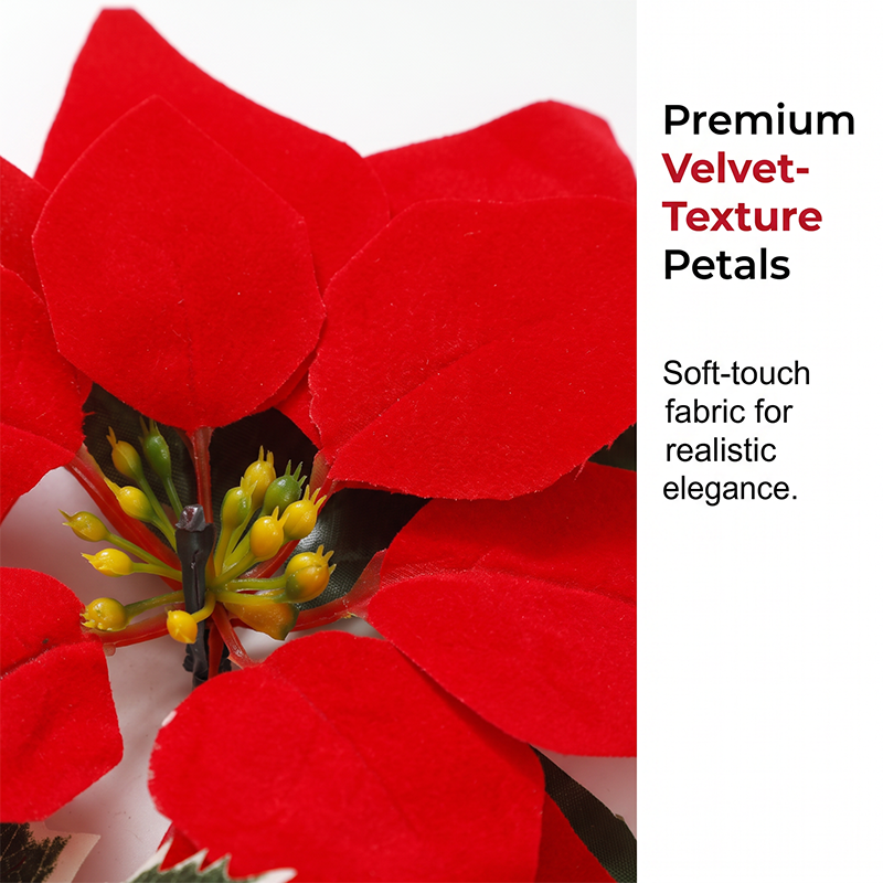 Guirlande de Noël florale Poinsettias lumineux, ambiance chaleureuse, habillez votre intérieur de tradition et de douceur, pour des fêtes inoubliables en famille
