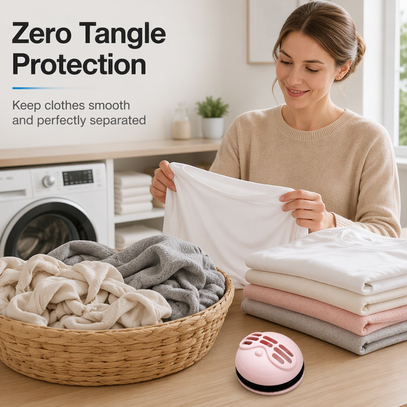Balai anti-peluches et boule de lavage 2-en-1 pour lave-linge