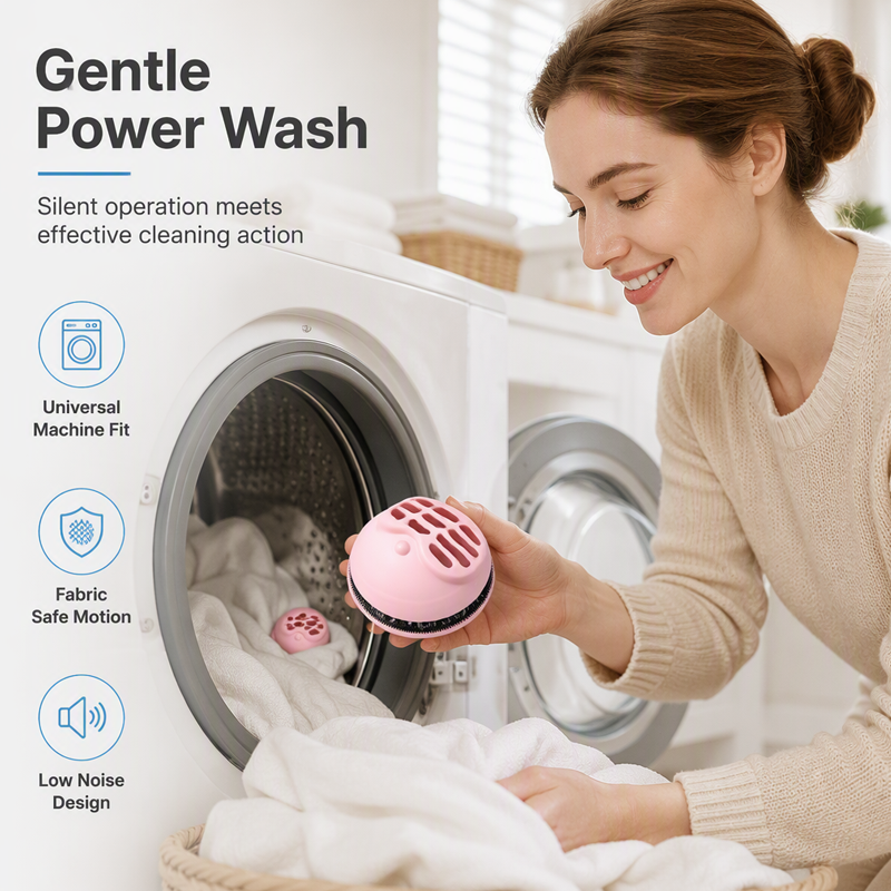 Balai anti-peluches et boule de lavage 2-en-1 pour lave-linge