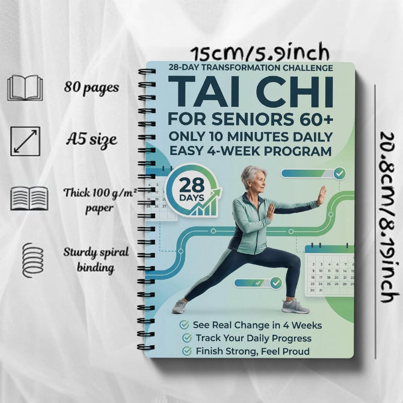 Livre 28 jours de tai-chi Un programme progressif pour débutants, apaise le stress, améliore l'équilibre et le sommeil, la routine bien-être à adopter chez soi