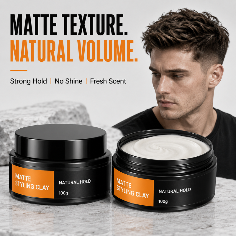 Men's hair styling paste, strong hold and light texture