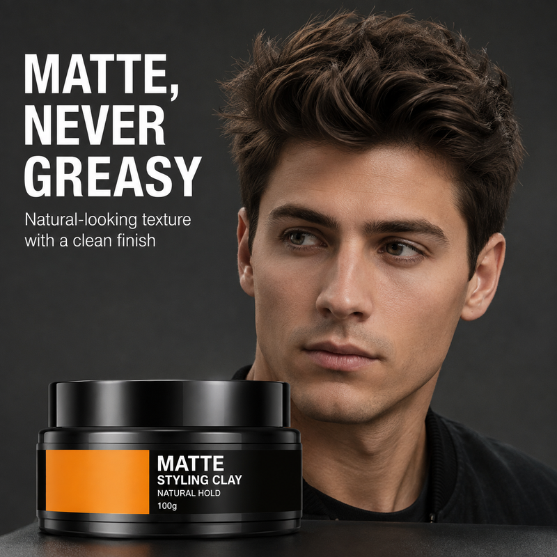 Men's hair styling paste, strong hold and light texture