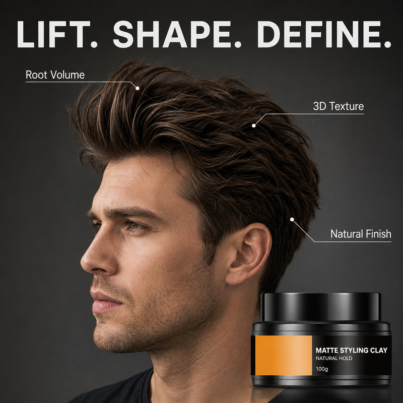 Men's hair styling paste, strong hold and light texture