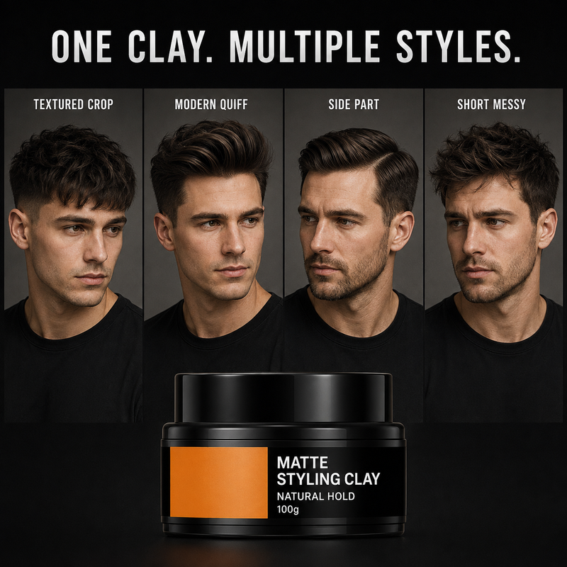 Men's hair styling paste, strong hold and light texture