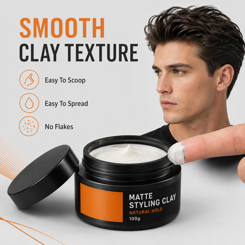 Men's hair styling paste, strong hold and light texture