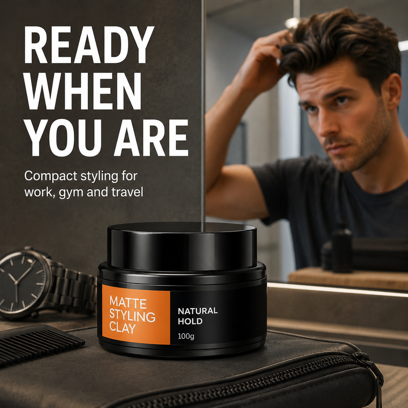 Men's hair styling paste, strong hold and light texture