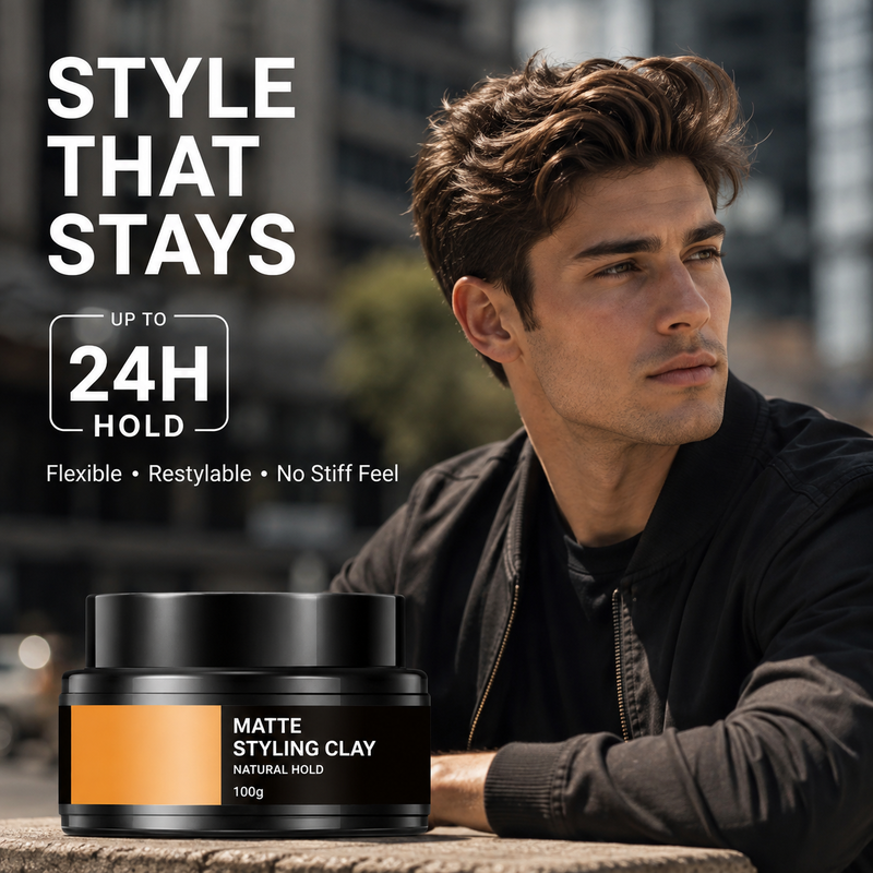Men's hair styling paste, strong hold and light texture