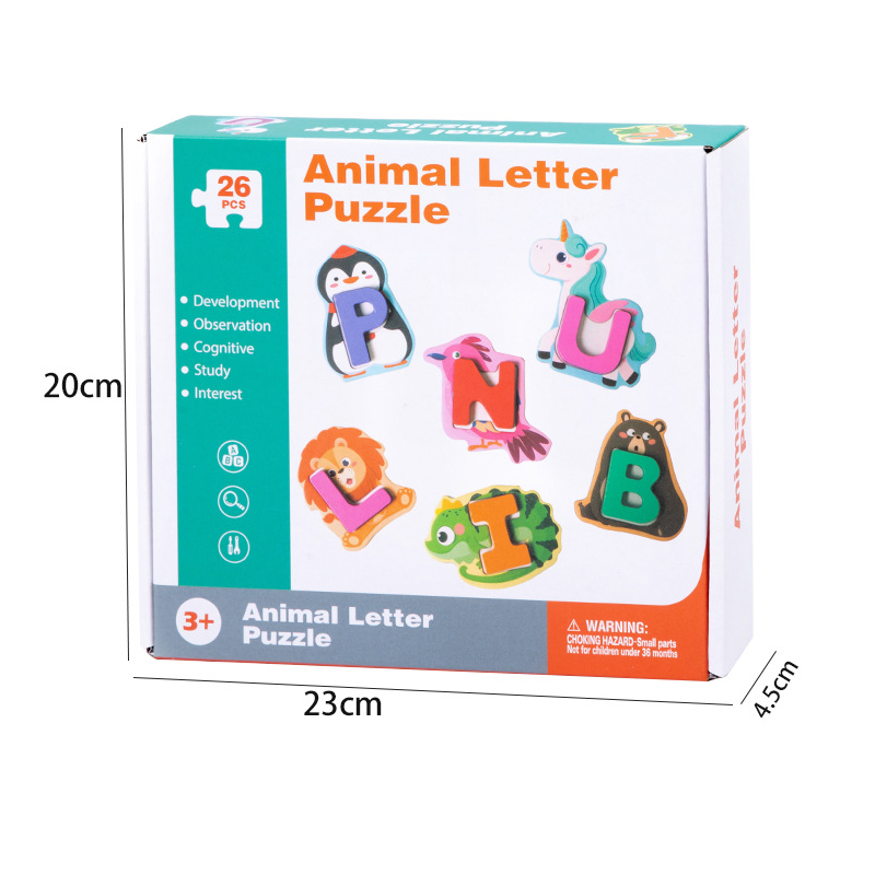 Jeu d'association lettres et animaux en bois