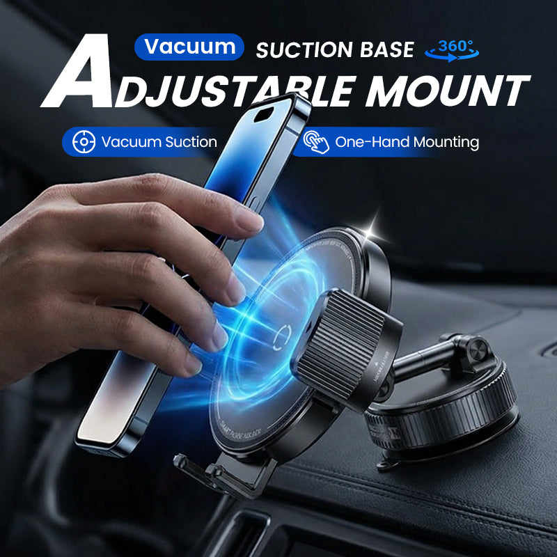 SUPPORT DE RÉDUCTION Magnétique Réglable pour Voiture avec Base Ventouse, Aimants N55 Puissants, Rotation à 1080° et Fixation Instantanée Compatible Universel avec Tous les Smartphones