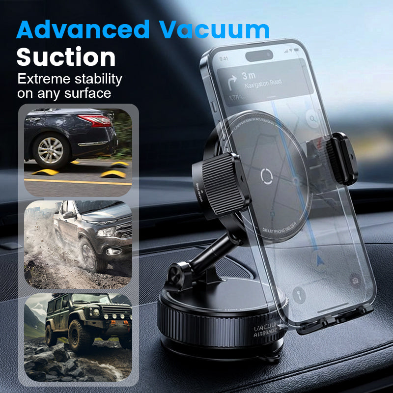 SUPPORT DE RÉDUCTION Magnétique Réglable pour Voiture avec Base Ventouse, Aimants N55 Puissants, Rotation à 1080° et Fixation Instantanée Compatible Universel avec Tous les Smartphones
