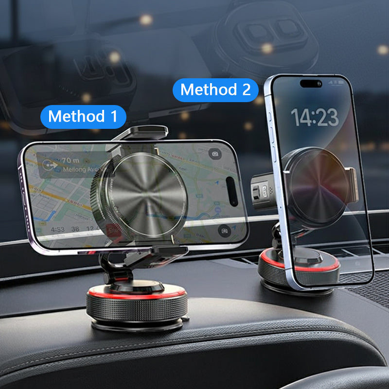 SUPPORT DE RÉDUCTION Magnétique Réglable pour Voiture avec Base Ventouse, Aimants N55 Puissants, Rotation à 1080° et Fixation Instantanée Compatible Universel avec Tous les Smartphones
