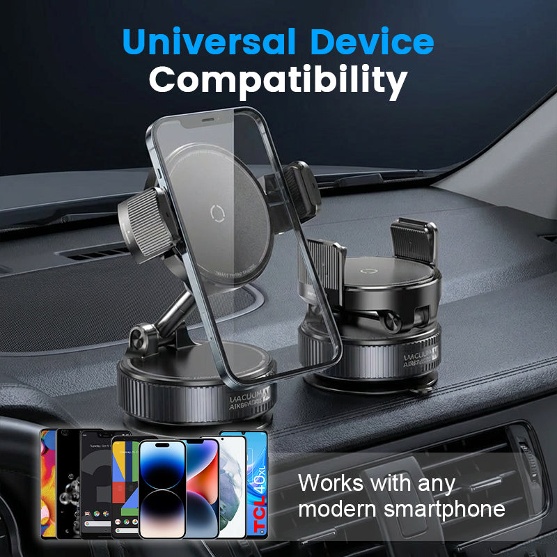 SUPPORT DE RÉDUCTION Magnétique Réglable pour Voiture avec Base Ventouse, Aimants N55 Puissants, Rotation à 1080° et Fixation Instantanée Compatible Universel avec Tous les Smartphones