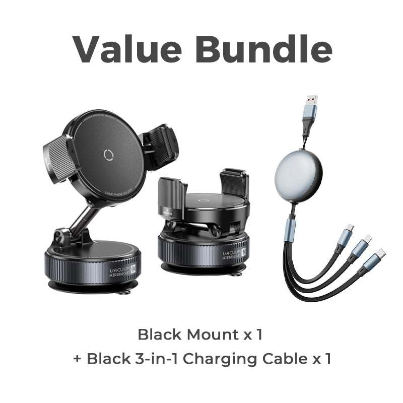 SUPPORT DE RÉDUCTION Magnétique Réglable pour Voiture avec Base Ventouse, Aimants N55 Puissants, Rotation à 1080° et Fixation Instantanée Compatible Universel avec Tous les Smartphones