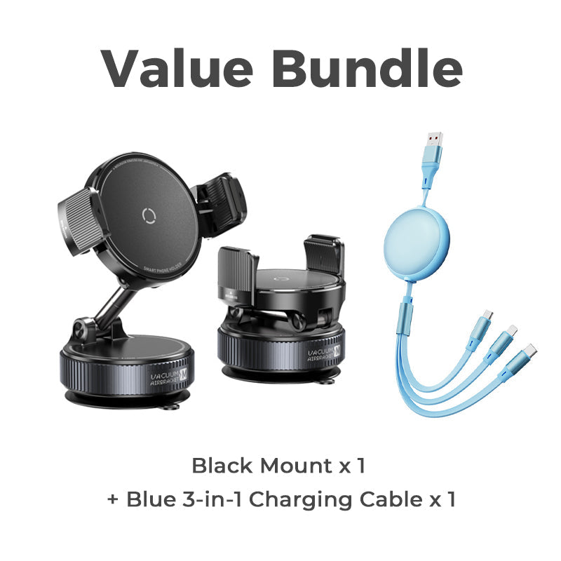SUPPORT DE RÉDUCTION Magnétique Réglable pour Voiture avec Base Ventouse, Aimants N55 Puissants, Rotation à 1080° et Fixation Instantanée Compatible Universel avec Tous les Smartphones