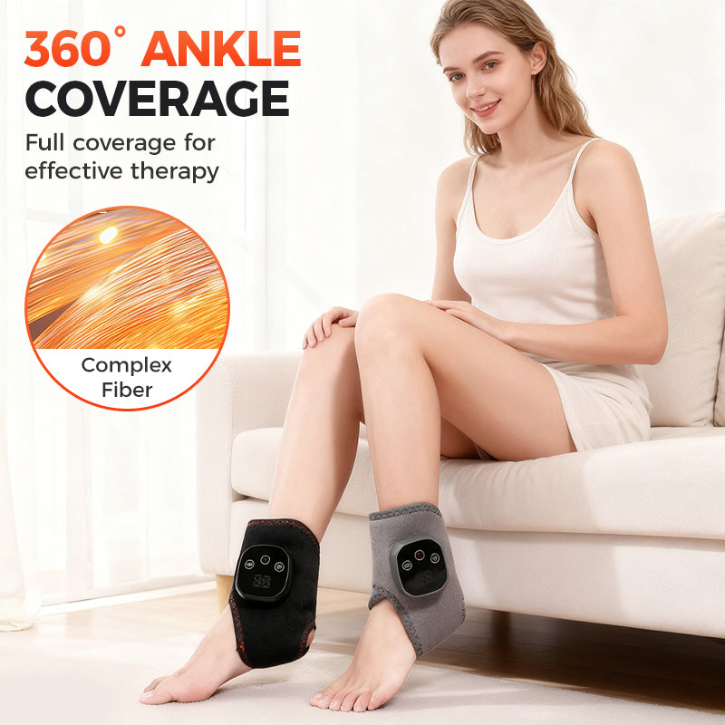 Portable ankle massager with heat and vibration function