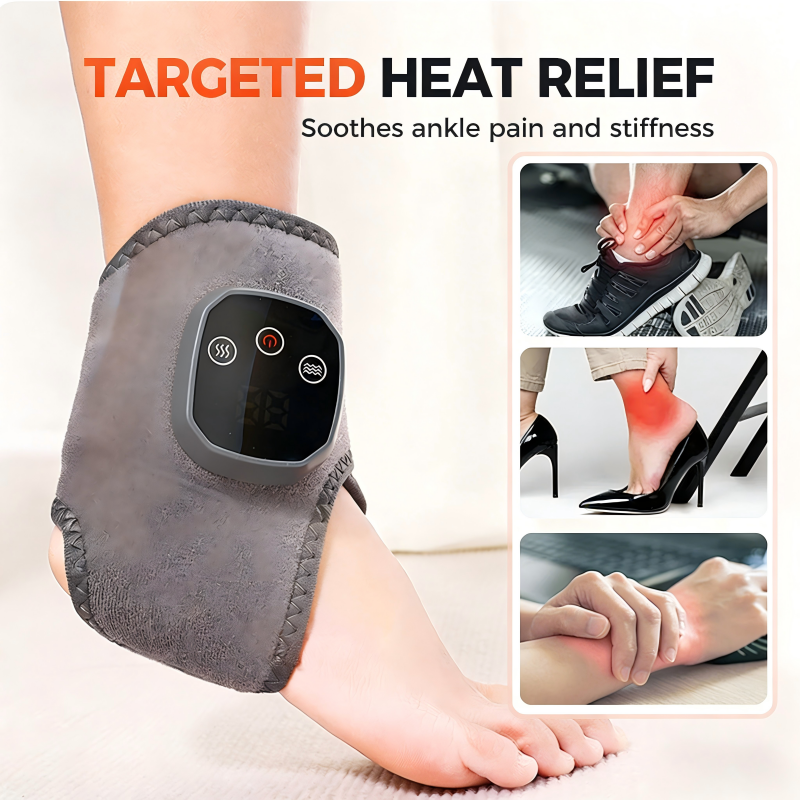 Portable ankle massager with heat and vibration function