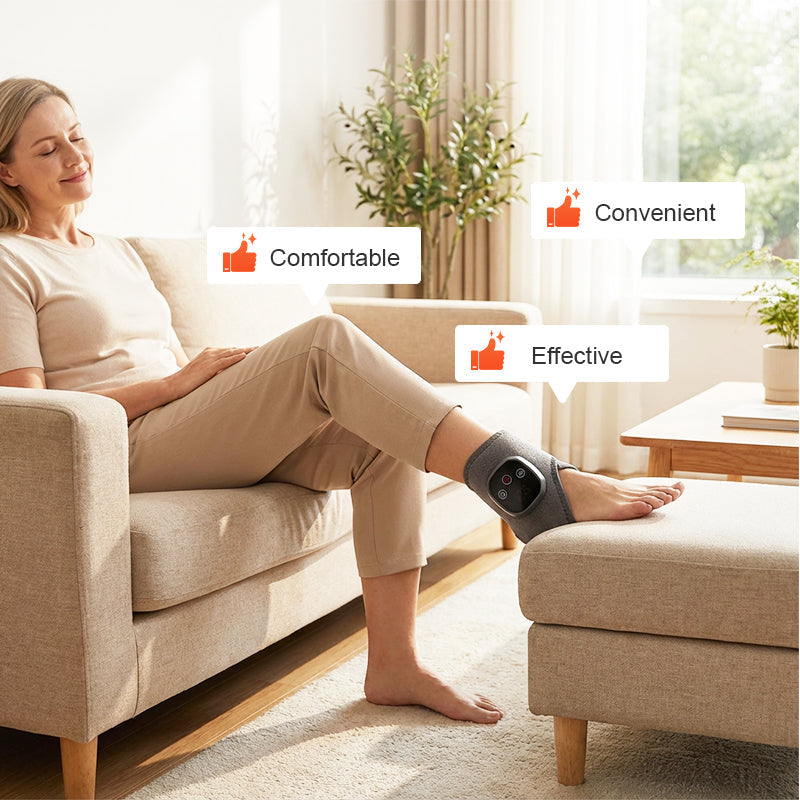 Portable ankle massager with heat and vibration function