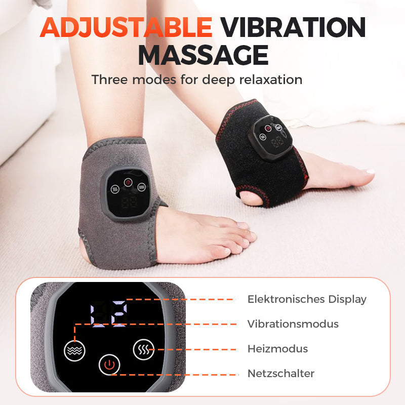 Portable ankle massager with heat and vibration function