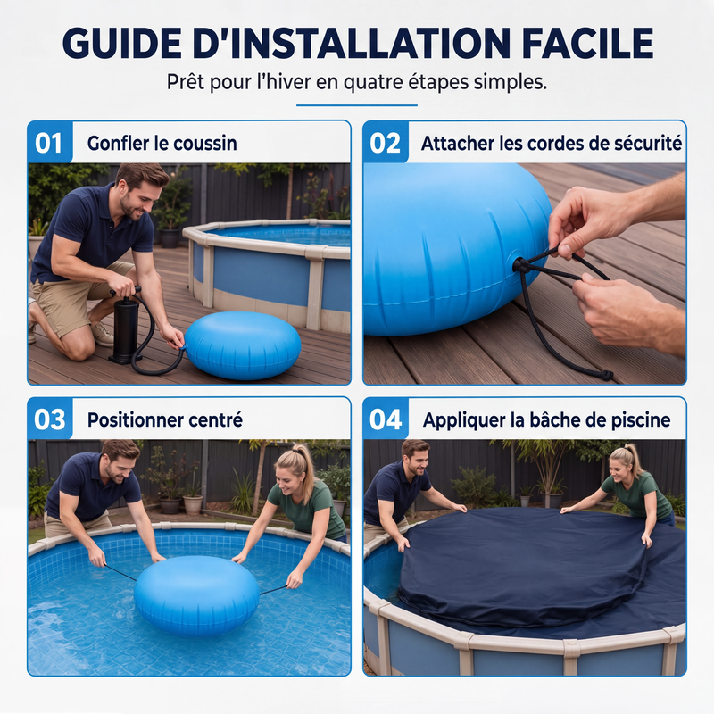 LIMITE 57% DE RÉDUCTION Coussin d'Air d'Hivernage Anti-Gel pour Piscine, Avec Cordes