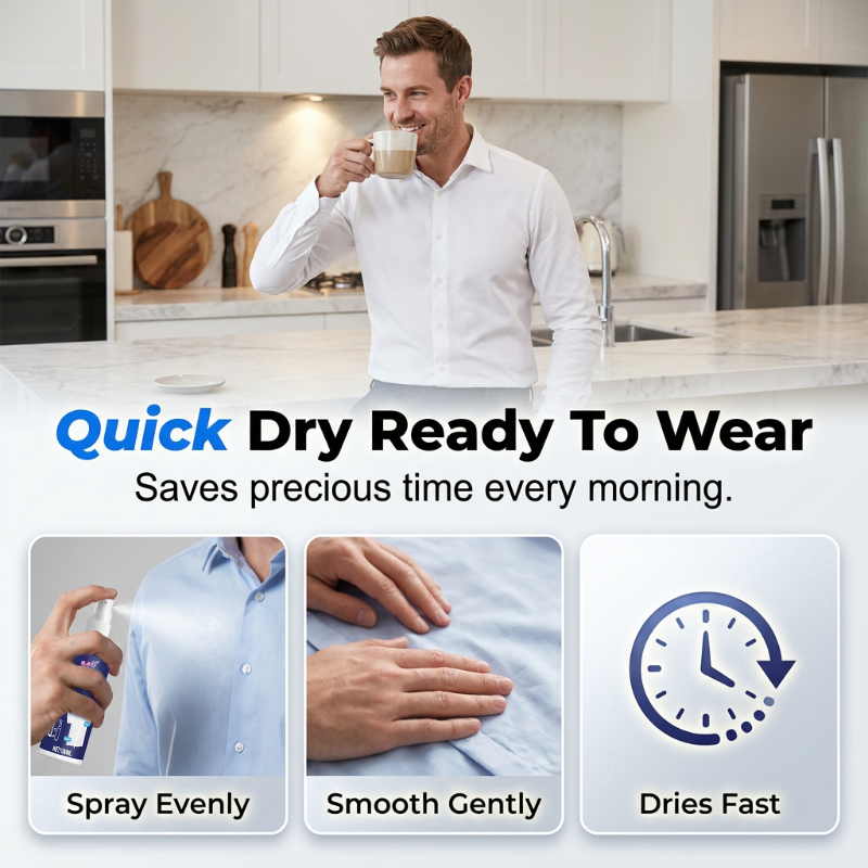DE RDUCTION Spray anti-froissage format voyage Sa formule améliorée défroisse instantanément chemises, costumes et robes, sans repassage