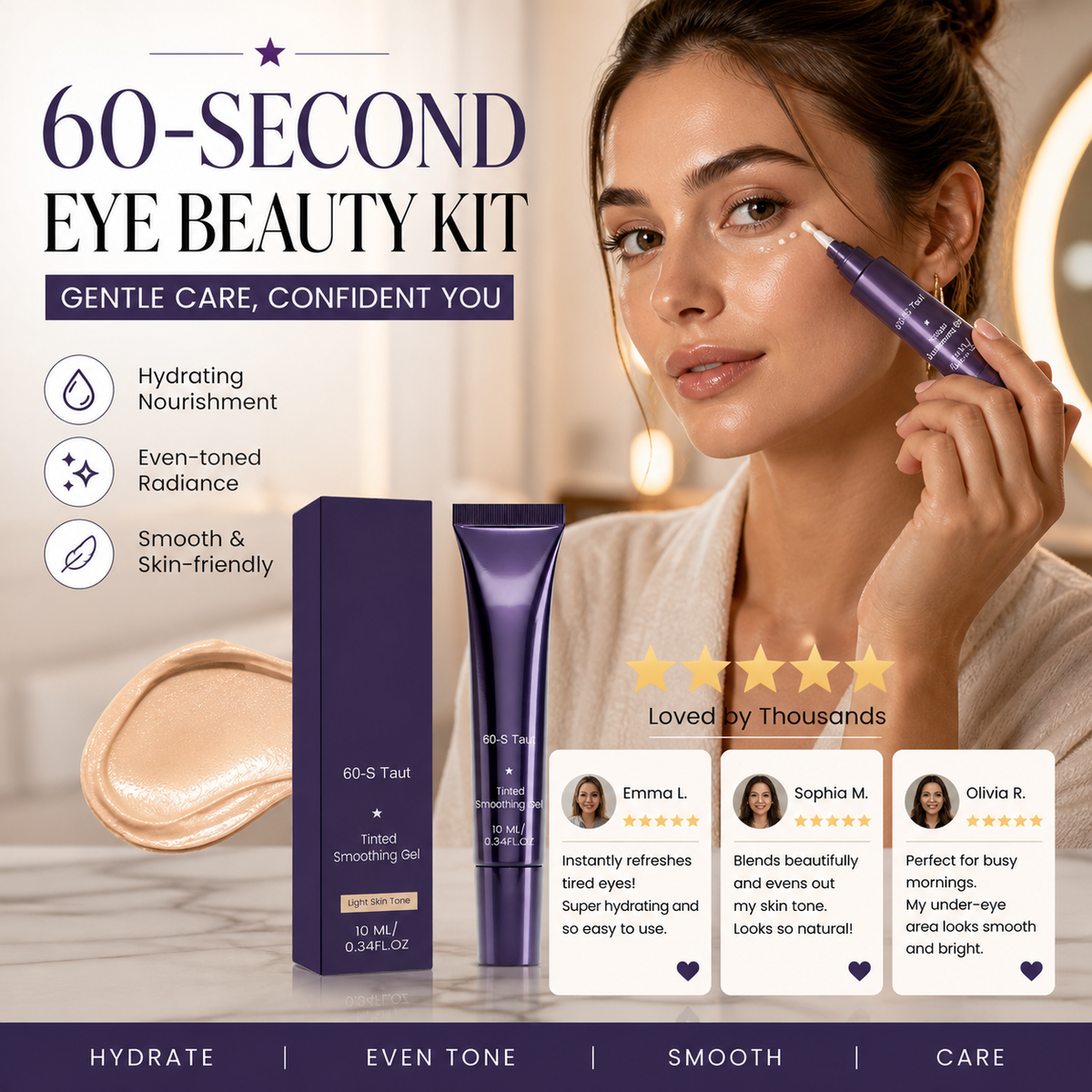 Conomies exceptionnelles - 50 % DE RÉDUCTION Kit de maquillage pour les yeux 60 secondes Gel teinté raffermissant pour les poches et les cernes