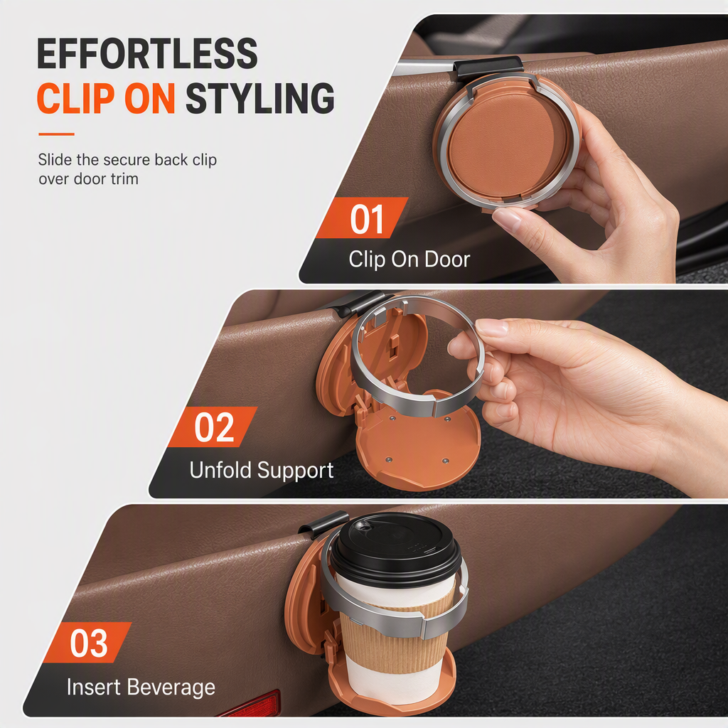 DE RDUCTION Porte-gobelet pliable et multifonctionnel pour portière de voiture, pour boissons