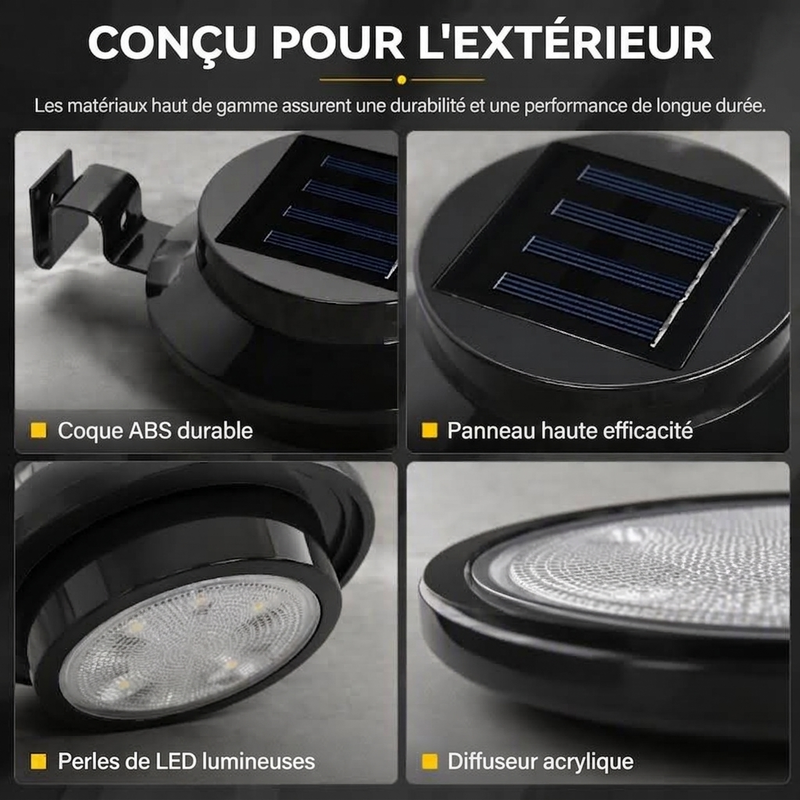 Réduction Lampes solaires murales pour gouttières LED étanches extérieur, parfait pour jardin et clôture