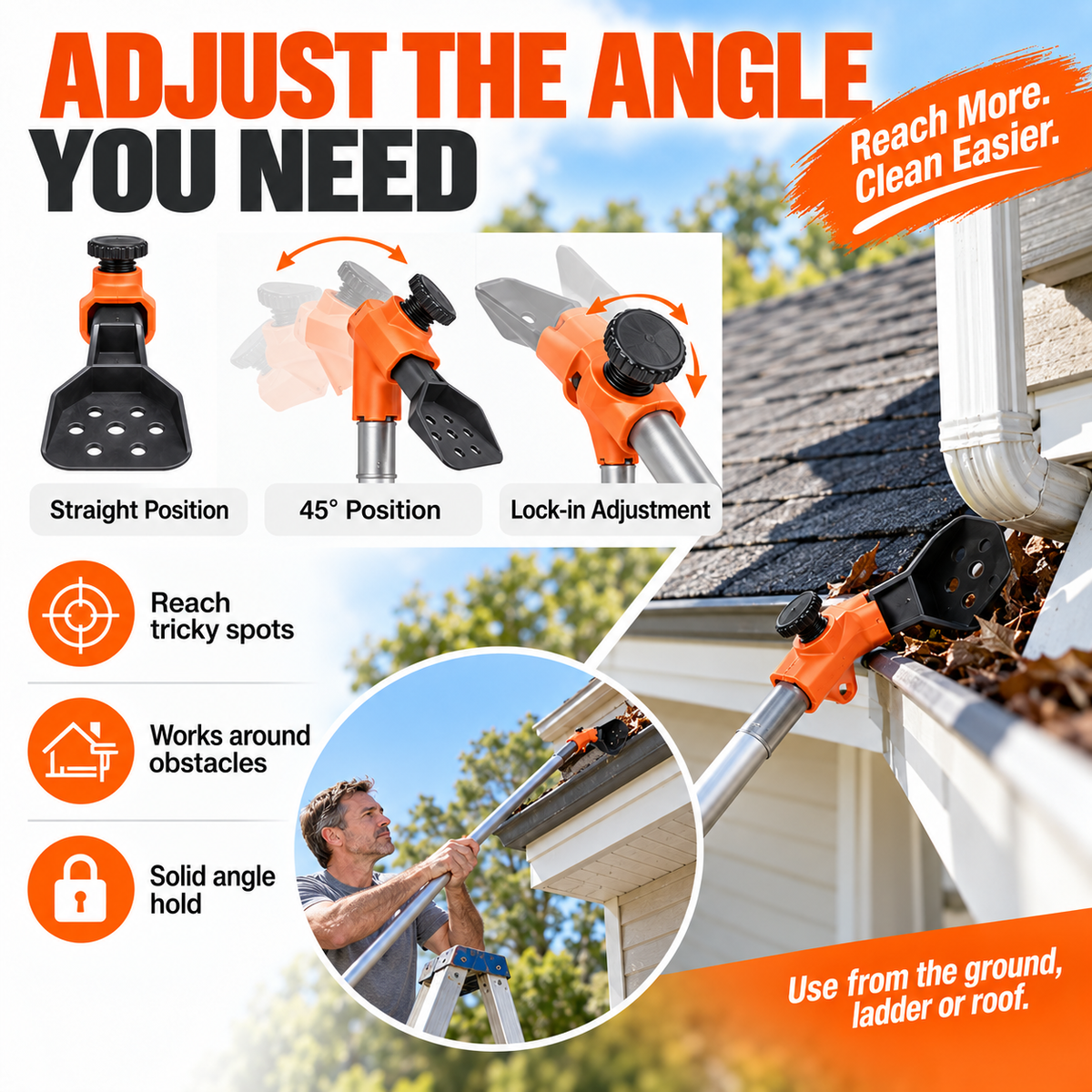 Multifunctional gutter cleaning tool