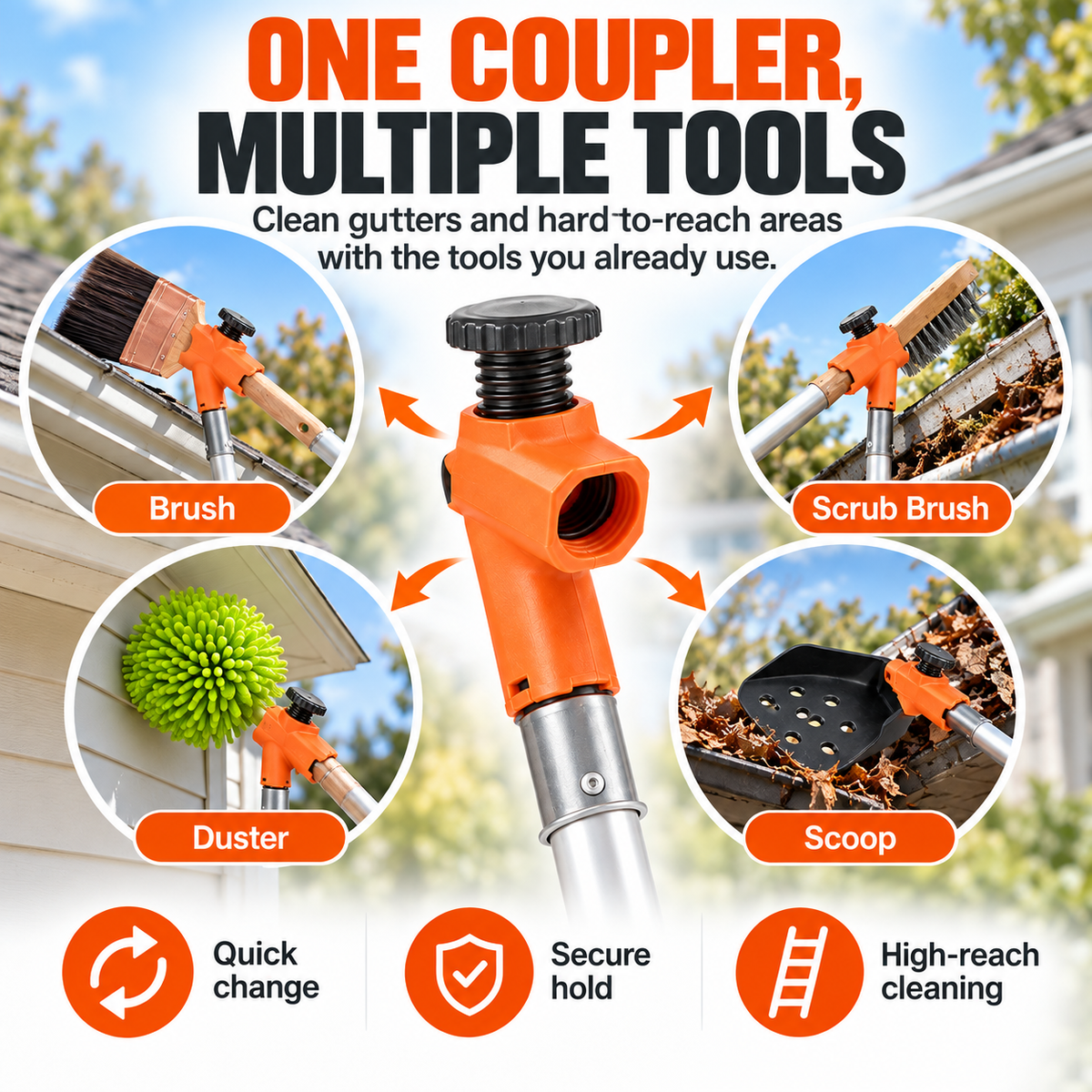 Multifunctional gutter cleaning tool
